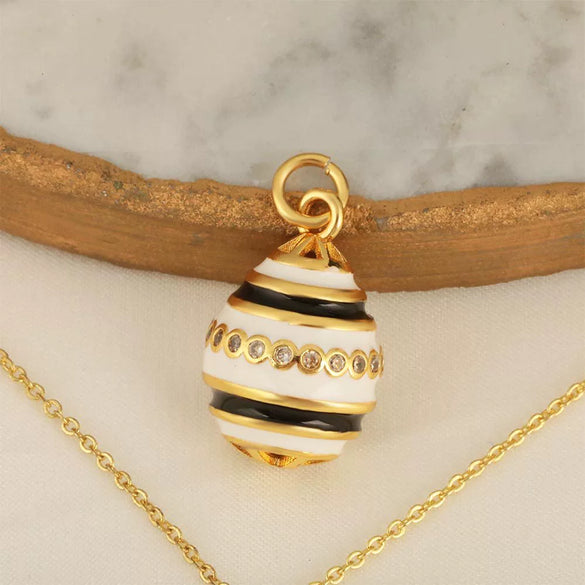 Hollow Oil Drop Zircon Egg Pendant Hip Hop Jewelry Copper 18K Gold Plated Clavicle Chain With Geometric Design
