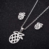 Hollow Pineapple Fruit Jewelry Set With Stainless Steel Necklace And Matching Earrings Electroplated Women's Accessories