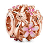 Hollow Pink Beaded Daisy Pendant Metal Jewelry Accessories With Electroplating And Totem Pattern For Female Diy Bracelet