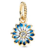 Hollow Pink Beaded Daisy Pendant Metal Jewelry Accessories With Electroplating And Totem Pattern For Female Diy Bracelet