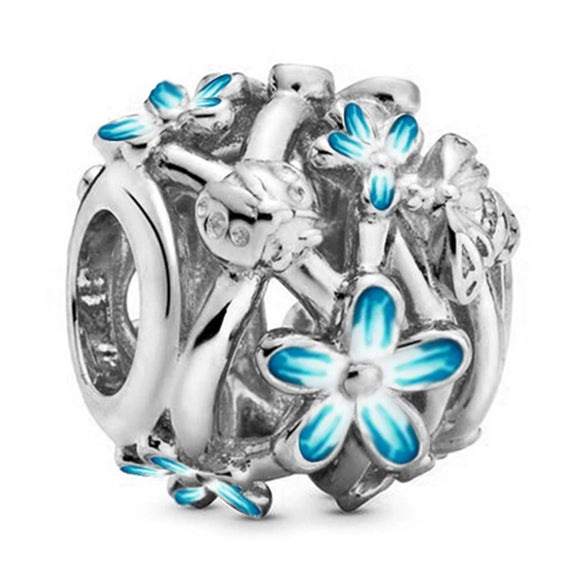 Hollow Pink Beaded Daisy Pendant Metal Jewelry Accessories With Electroplating And Totem Pattern For Female Diy Bracelet