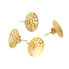 Hollow Round Ear Studs Handmade From Stainless Steel And Titanium Steel With Hirback Pattern And Electroplating Treatment