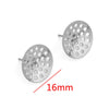 Hollow Round Ear Studs Handmade From Stainless Steel And Titanium Steel With Hirback Pattern And Electroplating Treatment