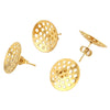 Hollow Round Ear Studs Handmade From Stainless Steel And Titanium Steel With Hirback Pattern And Electroplating Treatment