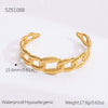 Hollow Stainless Steel 18K Gold Plated Wide Adjustable Leaf Bracelet