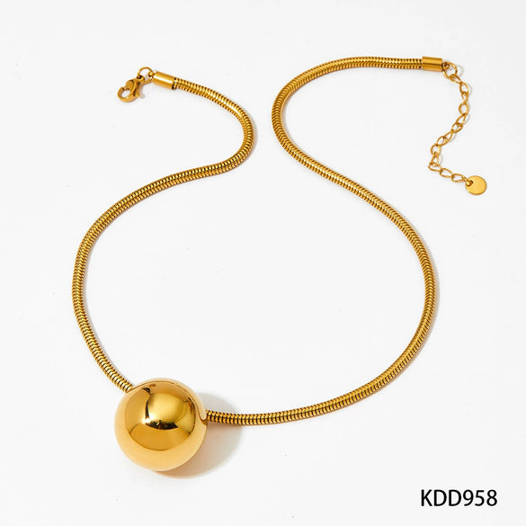 Hollow Stainless Steel Necklace With Electroplated Ball Love And Five Pointed Star Pendant On Snake Chain Heart Shaped And Geometric Pattern