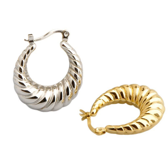 Hollow Titanium Steel Crescent Shape Geometric Electroplated Women's Earrings