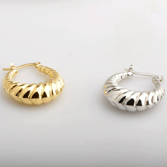 Hollow Titanium Steel Crescent Shape Geometric Electroplated Women's Earrings