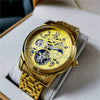 Hollowout Automatic Mechanical Men's Watch With Flywheel Waterproof Luminous Moon Phase Multifunction Fine Steel Strap Alloy Case Mineral Reinforced Glass Mirror Round Dial
