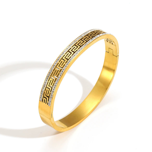 Hollowout Light Luxury Drill Bracelet Titanium Steel Polish Fashion