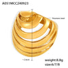 Hollowout Titanium Steel Ring With Geometric Design 18K Gold Plated For Women