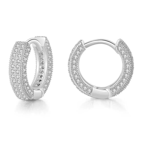 Hoop Earrings Copper With Zircon Inlay Geometric Style For Men And Women