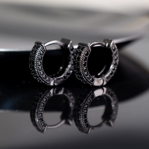 Hoop Earrings Copper With Zircon Inlay Geometric Style For Men And Women