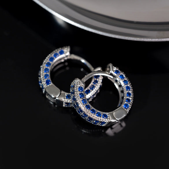 Hoop Earrings Copper With Zircon Inlay Geometric Style For Men And Women