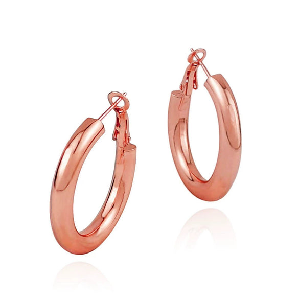 Hoop Earrings Solid Circle Metal Geometric Electroplated
