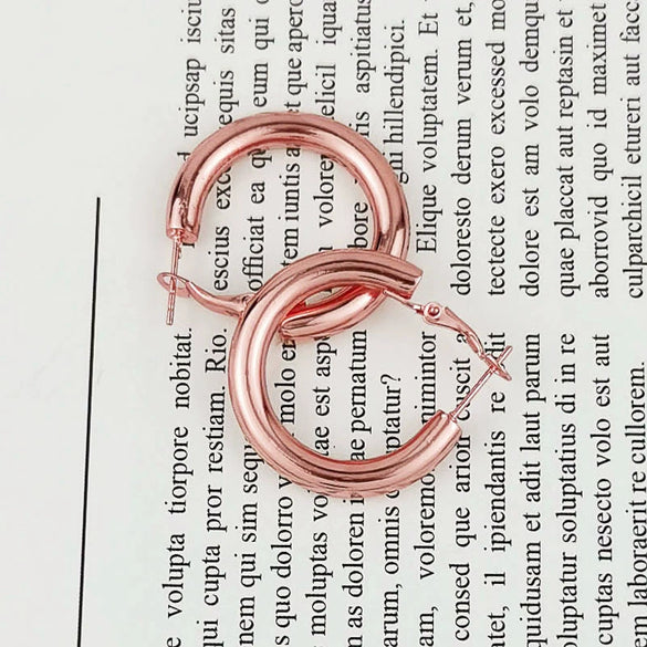 Hoop Earrings Solid Circle Metal Geometric Electroplated