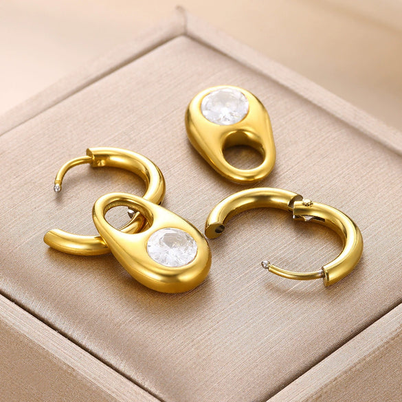 Hoop Earrings Stainless Steel Geometric Creative