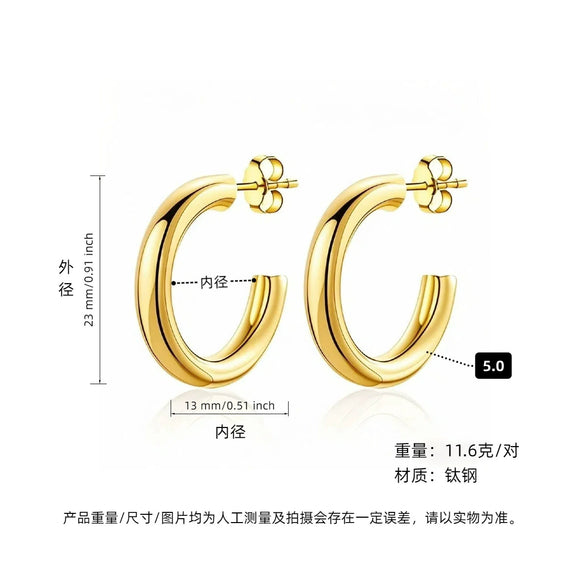 Hoop Earrings Titanium Steel Geometric Electroplating For Women Punk Style