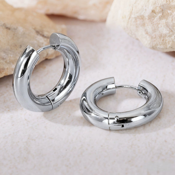 Hoop Earrings Titanium Steel Geometric Electroplating For Women Punk Style