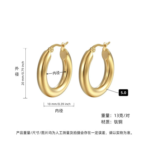 Hoop Earrings Titanium Steel Geometric Electroplating For Women Punk Style