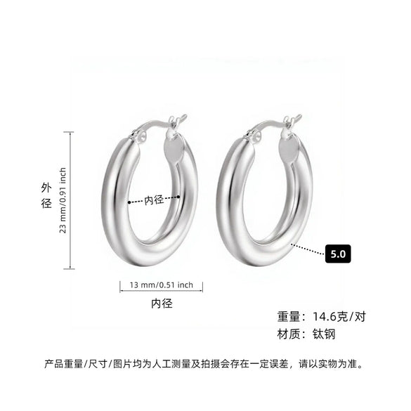 Hoop Earrings Titanium Steel Geometric Electroplating For Women Punk Style