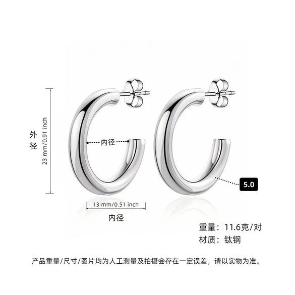 Hoop Earrings Titanium Steel Geometric Electroplating For Women Punk Style