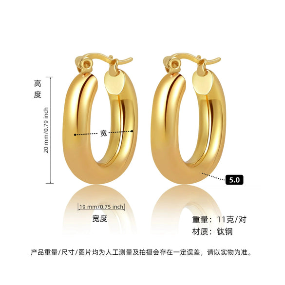 Hoop Earrings Titanium Steel Geometric Electroplating For Women Punk Style