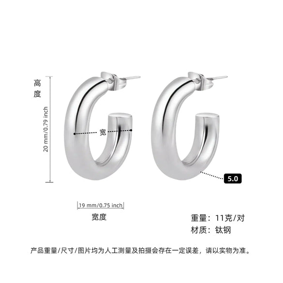 Hoop Earrings Titanium Steel Geometric Electroplating For Women Punk Style