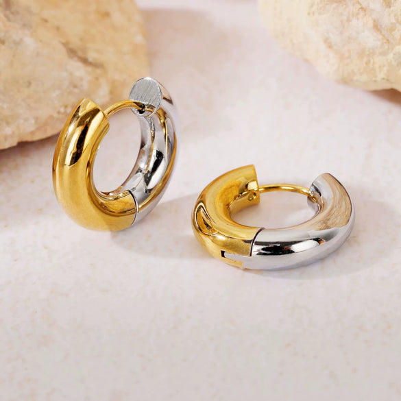 Hoop Earrings Titanium Steel Geometric Electroplating For Women Punk Style