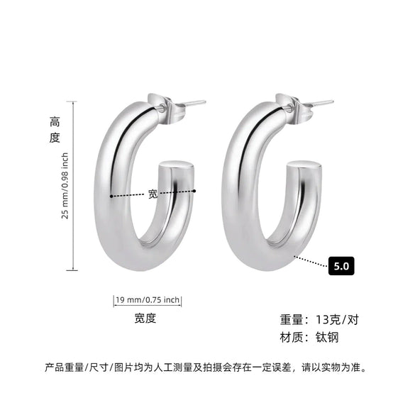 Hoop Earrings Titanium Steel Geometric Electroplating For Women Punk Style