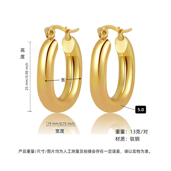 Hoop Earrings Titanium Steel Geometric Electroplating For Women Punk Style