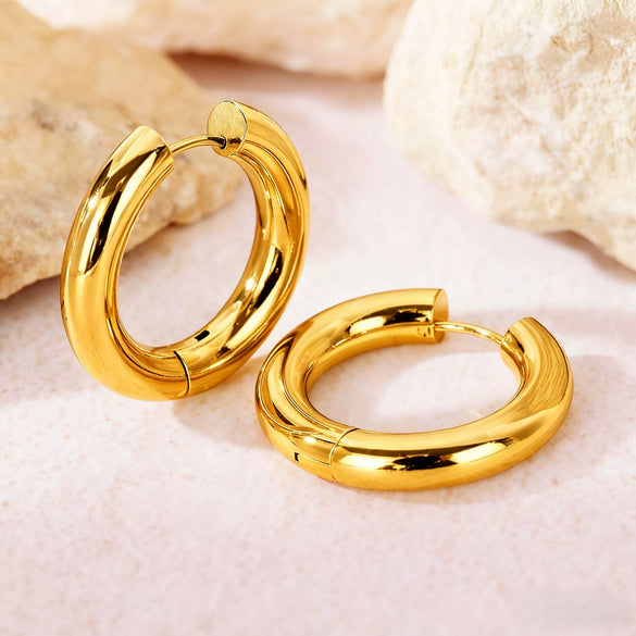 Hoop Earrings Titanium Steel Geometric Electroplating For Women Punk Style