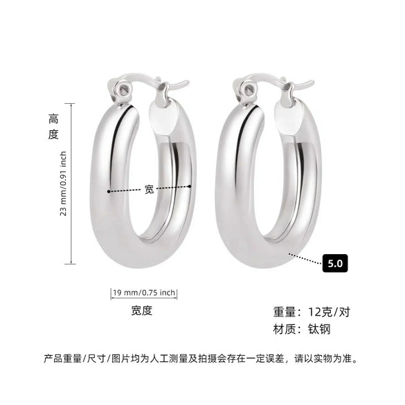 Hoop Earrings Titanium Steel Geometric Electroplating For Women Punk Style