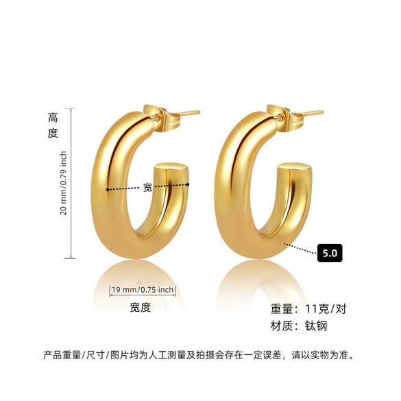 Hoop Earrings Titanium Steel Geometric Electroplating For Women Punk Style