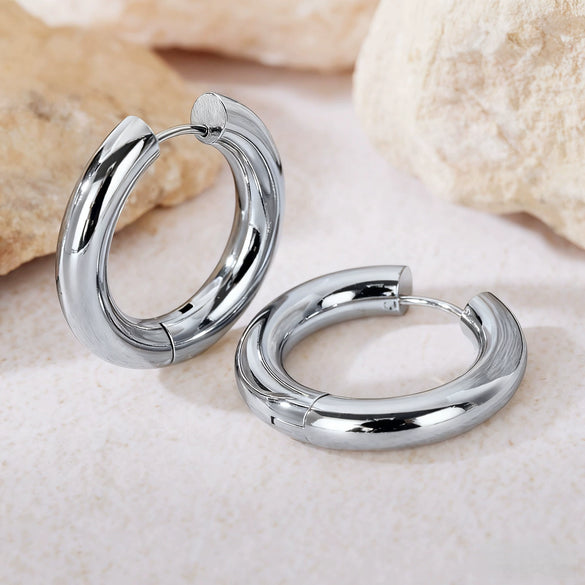 Hoop Earrings Titanium Steel Geometric Electroplating For Women Punk Style
