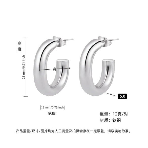 Hoop Earrings Titanium Steel Geometric Electroplating For Women Punk Style