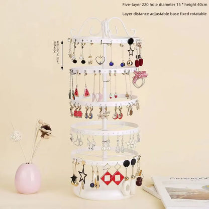 Hot 5 Layer 220 Hole Earrings Metal Rotating Earrings Storage Box, Exquisite Jewelry Display Stand