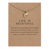 Hot Cardboard Envelope Jewelry Women's Simple Paper Card Cat Ear Alloy Pendant Necklace Gift
