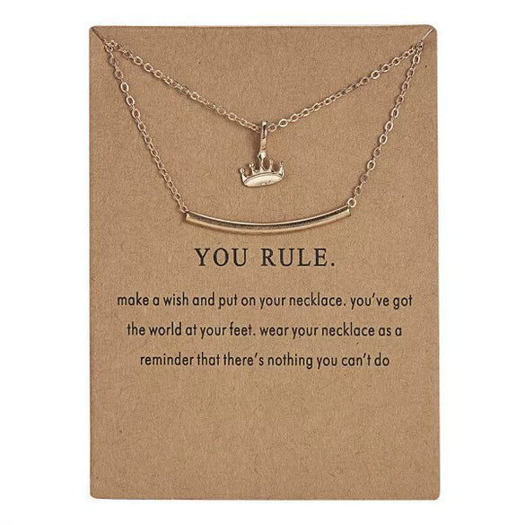 Hot Cardboard Envelope Jewelry Women's Simple Paper Card Cat Ear Alloy Pendant Necklace Gift