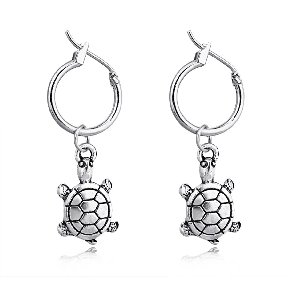 Best Seller In Europe And America Cute Personality Three-dimensional Turtle Pendant Ear Ring Vintage Ancient Silver Animal Earring Ear Clip Female