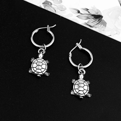 Best Seller In Europe And America Cute Personality Three-dimensional Turtle Pendant Ear Ring Vintage Ancient Silver Animal Earring Ear Clip Female