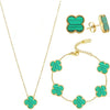 Hot Four-Leaf Clover Necklace Bracelet Earrings Three-Piece Set Versatile Lucky Four-Leaf Clover Five-Flower Bracelet Clavicle Chain Earrings