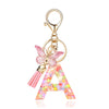 Hot Pink Sequins Resin Keychain With Butterfly Tassel And 26 Letters Jewelry Accessories For Girlfriend