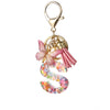 Hot Pink Sequins Resin Keychain With Butterfly Tassel And 26 Letters Jewelry Accessories For Girlfriend