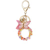 Hot Pink Sequins Resin Keychain With Butterfly Tassel And 26 Letters Jewelry Accessories For Girlfriend