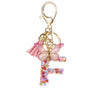 Hot Pink Sequins Resin Keychain With Butterfly Tassel And 26 Letters Jewelry Accessories For Girlfriend
