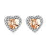 Hot Pink Zircon Heart Shaped Copper Earrings For Women In Ins Light Luxury Style