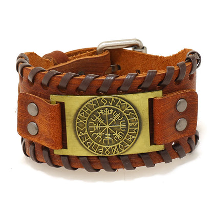 Hot Sale Leather Bracelet Retro Woven Compass Men'S Leather Bracelet Wholesale Nihaojewelry