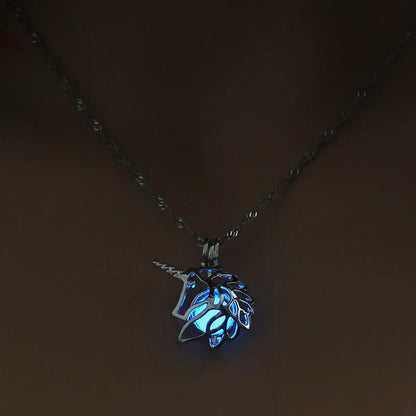 Hot Sale Luminous Cage Fashion Openable Pendant Halloween Luminous Jewelry Alloy Necklace