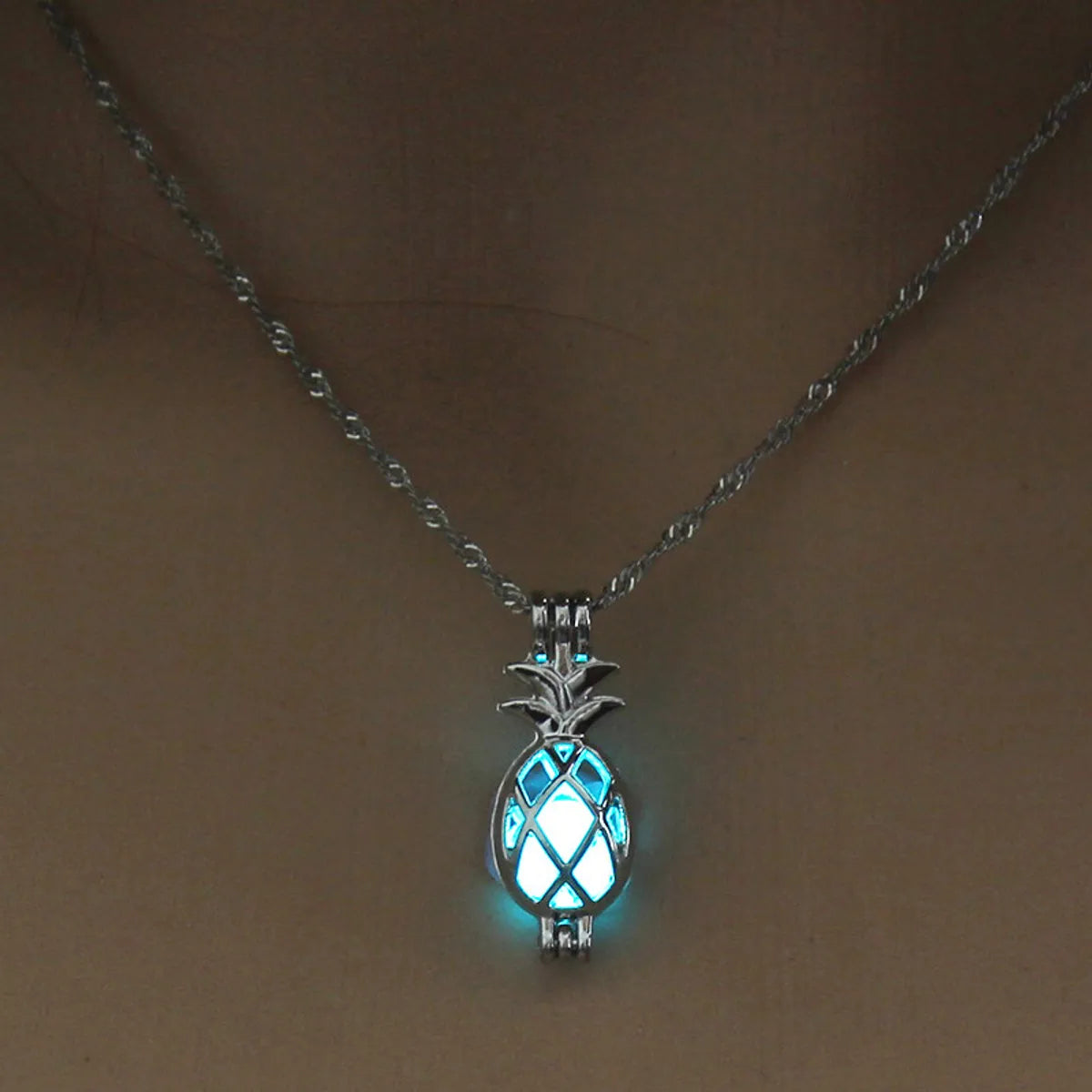 Hot Sale Luminous Cage Fashion Openable Pendant Halloween Luminous Jewelry Alloy Necklace